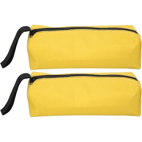 Lot de 2 petites pochettes à outils, 25 X 8,5 X 7 cm pochette de rangement portable multifonctionnelle en polyester 600D avec sangle de suspension et fermeture à glissière (jaune) (1/5)