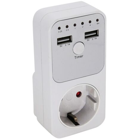Prise de courant multifonctionnelle à compte à rebours intelligente avec 2 ports USB Interrupteur de contrôle du temps pour appareils électriques domestiques--Trimec (1/5)