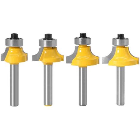 BEBUSINGOTO 4PCS Fraise à Arrondir à Bois Carbure Routeur de Arrondi Coin Rayon de Coupe 3.18mm, 4.76mm, 6.35mm, 7.92mm Fraise Quart Arrondi Bordure Routeur Bits (1/5)