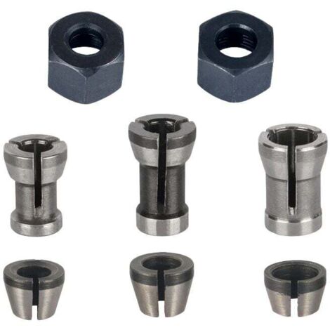 Mandrin de Fraiseuse - Lot de 8, Collet Mandrin Affleureuse (6 mm, 6.35 mm, 8 mm), Pince de Serrage Defonceuse, Adaptateurs de Pince