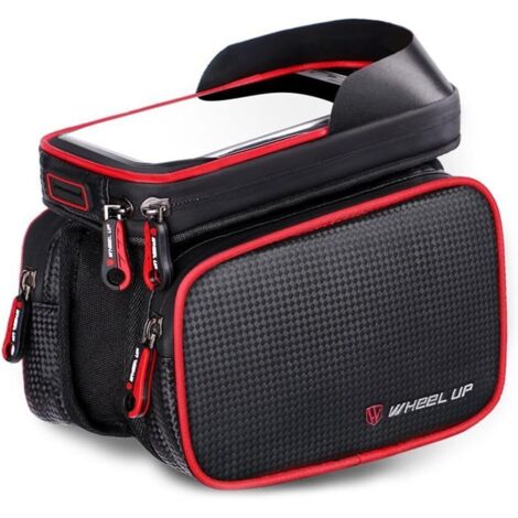 Lot de 1, sacoche de cadre de vélo, sacoche de cadre pour téléphones portables jusqu'à 6,2", pour VTT, cyclotourisme (rouge)