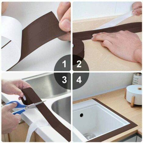 Trimec – Rouleau d'étanchéité autocollant 3,2m x 3,8cm – PVC marron pour joints de carrelage – Scellage mural cuisine et salle de bains
