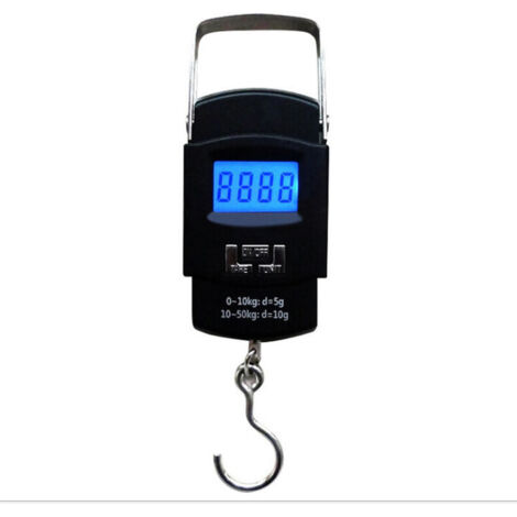 Balance numérique LCD de 110 lb/50 kg pour bagages, valise, balance électronique, balance numérique, balance de voyage, crochet de pêche postal, avec écran LCD rétroéclairé de température (1/5)