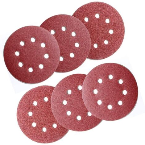 Disque de Ponçage Papier Abrasif,60 Pièces,Disques Abrasifs de 125mm avec 8 Trous,Grain P40/60/80/120/180/240,pour Ponceuses orbitale (10 disques par taille de grain) GROOFOO (1/5)