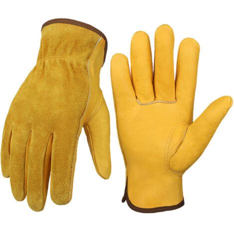 GROOFOO Gants de Travail de Sécurité pour Hommes en Cuir, Gants de Jardinage, Gants de Gréeur, Gants de Constructeur (1/5)