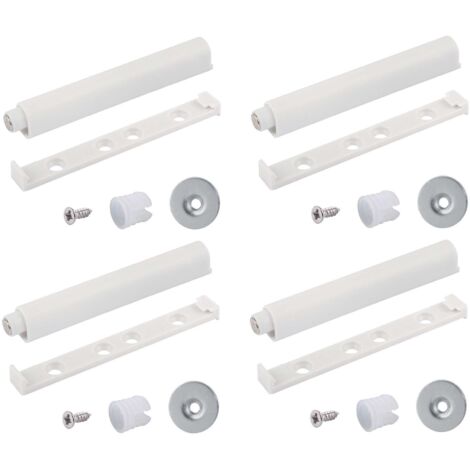 Cyclingcolors – Mécanisme Push to Open pour porte placard – 4 unités – Loquet magnétique sans poignée – Installation rapide et facile – Plastique blanc