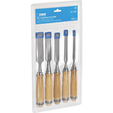 JEU 5 GOUGES CISEAUX OUTILS A BOIS FERVI 0168