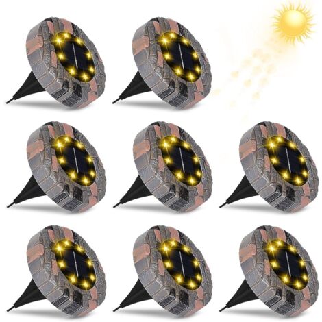 GROOFOO Lampadaire solaire,8 LED Lampes solaires pour l'extérieur IP65 étanche,éclairage de jardin à LED 6000K lumière solaire blanche chaude jardin pour allée de pelouse Patio Garden lampes solaires (1/5)