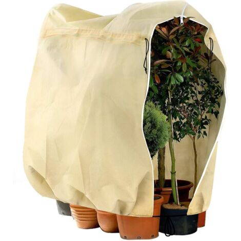 Housse D'hivernage Pour Plante, Housse de Protection Pour Plantes Ajustable avec Cordon de Serrage à Glissière, Anti-Givre Réutilisable Sac de Protection des Plantes, 180 x 120 cm, Beige-Fei Yu (1/5)