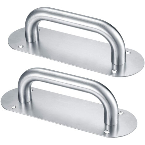 2 Pcs Poignée de Porte Coulissante,Poignées de Porte à Pousser en Acier Inoxydable,Traction de Poignée d'Armoire avec Plaque Arrière pour les Portes de Grange Placard Jardin(200x 65mm/Oval) GROOFOO (1/5)