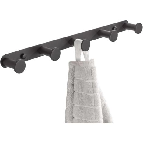 Finition Noire Patère Murale à 5 Crochets Porte Manteau Chapeau Serviette Accroche Vêtements Kit d’Accessoire Toilettes Salle de Bain GROOFOO (1/5)