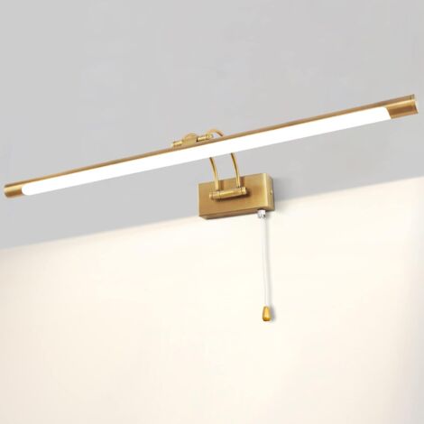LED 12W IP44 Miroir Applique Murale Éclairage De Salle De Bain Laiton Intérieur Éclairage Avec Interrupteur, 60CM 3000K Appliques Pour Tableaux et Vitrines Bras Réglable Lampes De Lecture
