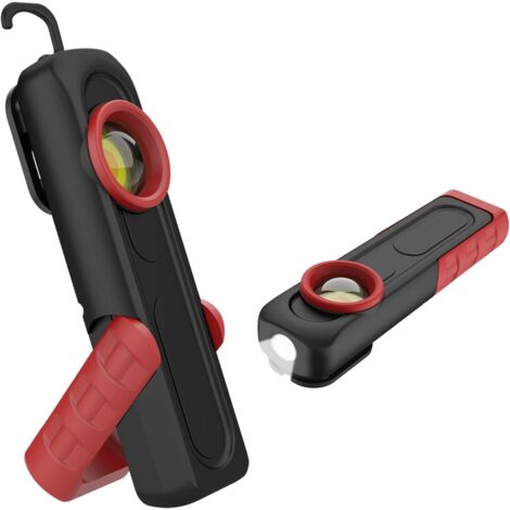 Lampe d'inspection Lampe led Rechargeable,500 Lumens Lampe COB Lampe de Poche Ultra Puissante de Travail LED + COB avec Base Magnétique et Crochet pour Auto Inspection Garage Camping et Urgence (1/5)