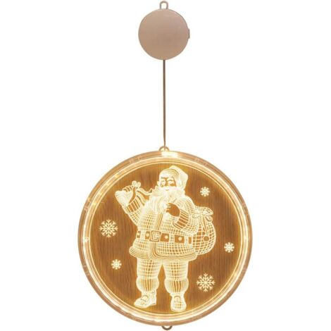 Lumières de Noël 3D Acrylique Suspendu Guirlandes Lumineuses avec Ventouse,Fenêtre LED Guirlande Lumineuse Lampe Suspendue éclairage Décoration De Noël,à Piles (Père Noël) GROOFOO (1/5)