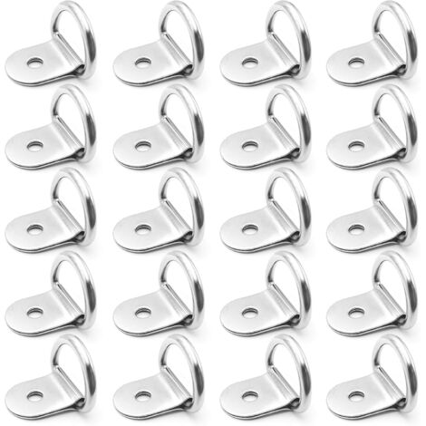 ZXPASRA Anneaux D'arrimage INOX 20 Pièces Anneaux D'arrimage en D Ancrage Anneaux Arrimage pour Remorques Machinerie Lourde Outils Électriques Camping 36x25mm Argent
