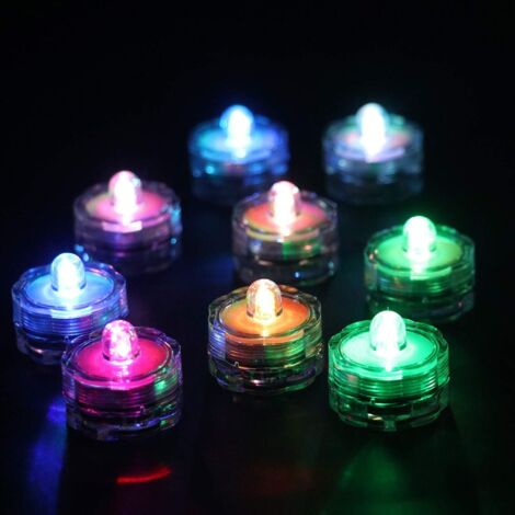 QAZQA Lot de 12 bougies chauffe-plat LED submersibles étanches à changement de couleur, piles incluses (1/4)