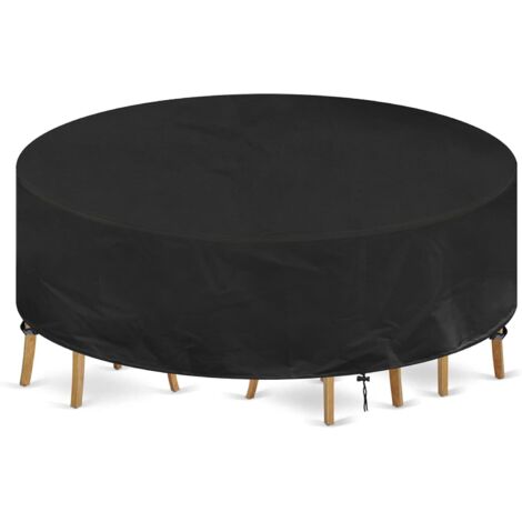 GROOFOO Housse Table de Jardin Ronde Housse Protection Table Jardin Imperméable Anti-UV 420D Oxford Tissu Extérieure Béche pour Meubles Jardin (é230x100cm) (1/5)