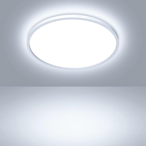 ZXPASRA Plafonnier LED Rond, Luminaire Plafond 18W 2400LM, 6500K Éclairage Intérieur, Lampe Lumiere Moderne pour Salle De Bain, Salon, Cuisine, Chambr à Coucher, Couloir, Garage, Φ24CM(Argent) (1/5)
