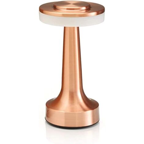 QAZQA Lampe de table LED rechargeable sans fil à contrôle tactile, parfaite pour les tables de chevet, les hôtels et les restaurants, cuivre (1/5)