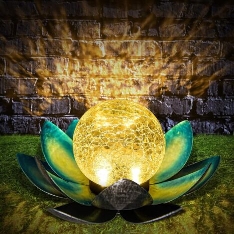 QAZQA Fleur de Lotus LED Lumineuse, Étanche Lampe Solaire Jardin Lotus Décoratif, Décoration Écologique Jardin Étang, Lampe Solaire d'Extérieur pour Jardin, Pelouse-Bleu (1/5)