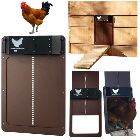 QAZQA Porte De Poulailler Automatique, Automatic Chicken Coop Door with Light Sensing Étanche D'ouverture du Soir Et du Matin (1/4)