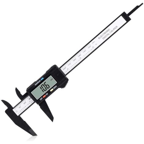 Pied a Coulisse Digital, Pied à Coulisse Numérique en Fibre de Carbone de 150 mm / 6 " Avec Écran LCD Transparent et Batterie de Secours pour les Mesures Externes, Internes, Profondeur et Pas (1/5)