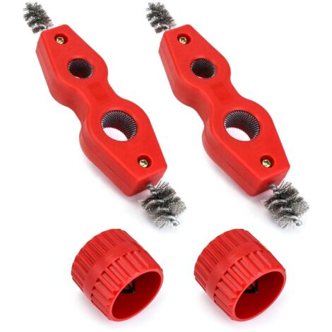 Ensemble de Ébavureur pour tubes, composé de 2 déboucheurs de tuyaux en cuivre et de 2 alésoirs, pour tuyaux en cuivre, pvc et acier flexibles (1/5)