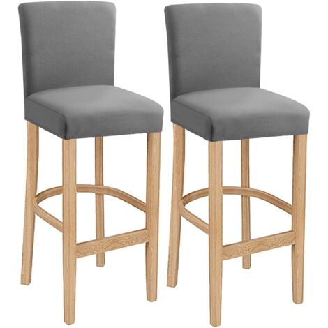 Ahlsen – Housse de chaise de bar extensible et amovible – Tissu jacquard imperméable – Gris clair – Lot de 2 pièces
