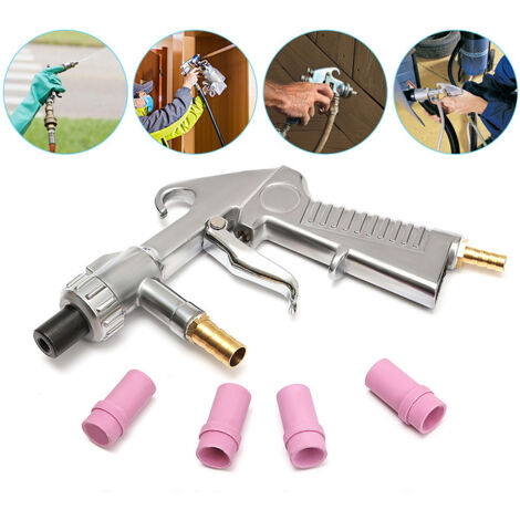 Ahlsen – Pistolet de sablage pneumatique avec 4 buses céramiques – Débit max 200L/min – Pression 6 bars – Connecteur universel pour compresseurs (1/5)