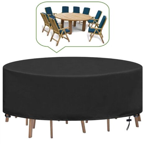 Beijiyi – Housse salon de jardin ronde Ø227x100cm – Imperméable et résistant aux UV – Tissu Oxford 120g/m² – Cordon élastique et sangles ajustables