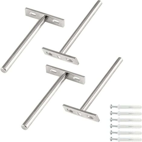 Lot de 4 supports d'étagère flottants de 3 pouces, supports cachés pour étagères flottantes en bois - Vis et chevilles incluses-Étagère murale (1/4)