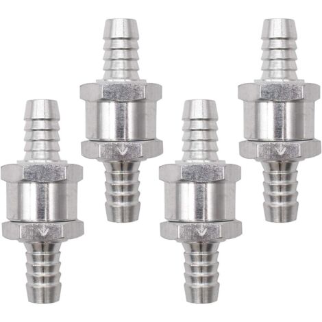 Clapet Anti-Retour, 4 Pièces Argent Anti-Retour Valve avec Flèche Non Retour Clapet en Alliage pour Carburateur Low Systèmes de carburant Sous Pression Voiture (10mm) (1/5)