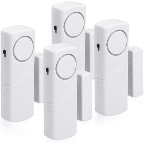 Alarme Porte et Fenêtre - Lot 4x Alarme Sans Fil Anti-Intrusion - Sécurité Maison Contre Cambriolage - Fonctionnement Magnétique