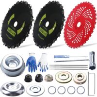 9 in x20 teeth steel round brush blades carbon chainsaw 9 inx36t cutter weed eater blades - kit d'adaptation universel avec 3 limes rondes compatible avec débroussailleuse, coupe-bordure, désherbeur,