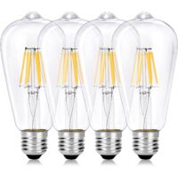 6W ST64 Ampoule LED, E27 Vintage Edison Lampe à Filament LED, Remplace 60W Incandescente, 2700K Blanc Chaud, 600 LM, Non dimmable, Idéal pour la nostalgie et l'éclairage rétro - Lot de 4