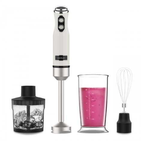 Cecotec Hand Blender de Power RetroBeige 1200MAX Cream&ampCrush. Potenza massima 1200 W, tecnologia CrossBlades, 2 velocità, Set Accessori lavabili in lavastoviglie, cappa antispruzzo.