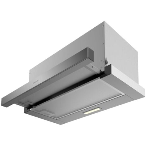 Cecotec Bolero Flux TLM 603500 White A Cappa aspirante telescopica 60 cm. Motore 70W, Potenza di aspirazione 350m3/h, Controllo Meccanico, 2 Livelli de Potenza, Luce e Filtro de Carbonio, Finitura Bia