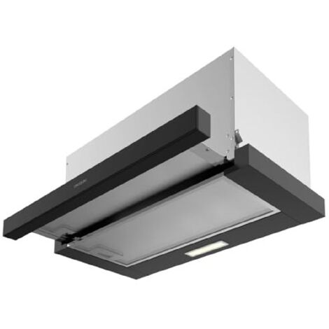 Cecotec Cappa aspirante telescopica 60 cm Bolero Flux TLM 603500 Nero A. Motore 70W, Potenza di aspirazione 350m3/h, Controllo Meccanico, 2 Livelli de Potenza, Luce e Filtro de Carbonio, Finitura Nera (1/5)
