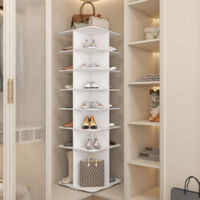 LINHOO Tour à Chaussures Rotative 7 Niveaux 360°, Rangement 28 Paires, Gain de Place, Design Moderne