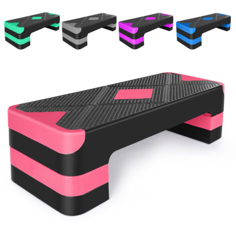 Stepper d'aérobic réglable, hauteur max 68,5 cm avec rehausseurs 10/15/20 cm, pour fitness, musculation et entraînement complet