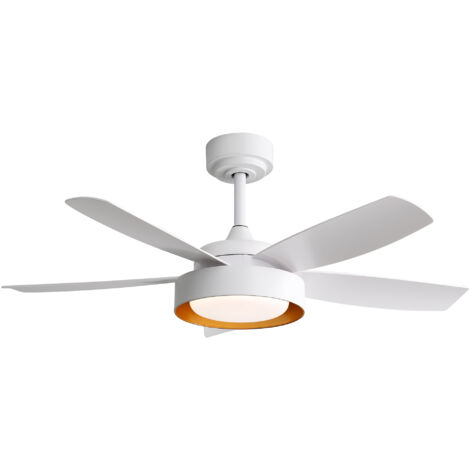 Ventilateur de plafond 42" LED 22 W, 3 pales ABS, moteur CC réversible, télécommande, blanc, chambre (1/5)