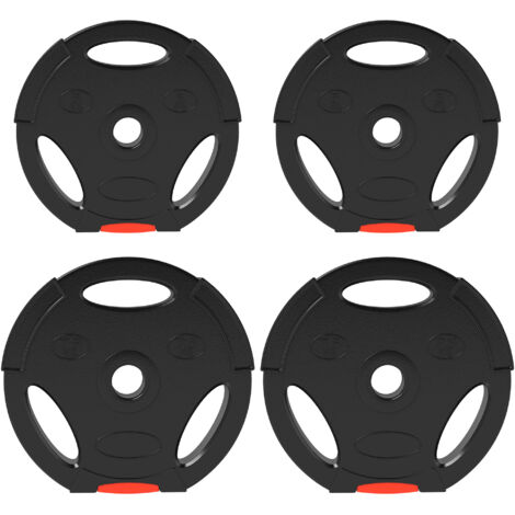 Ensemble de 4 haltères, 2 disques de 5 kg et 2 de 7,5 kg, compatible barres Ø25 mm, noirs, idéal pour musculation, fitness et exercices à domicile