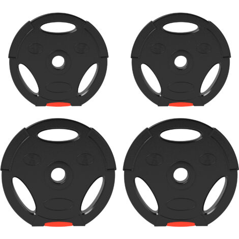 Ensemble de 4 haltères, 2 disques 2,5 kg et 5 kg, compatible barres Ø25/30 mm, noirs, parfait pour home gym, musculation et exercices à domicile (1/5)