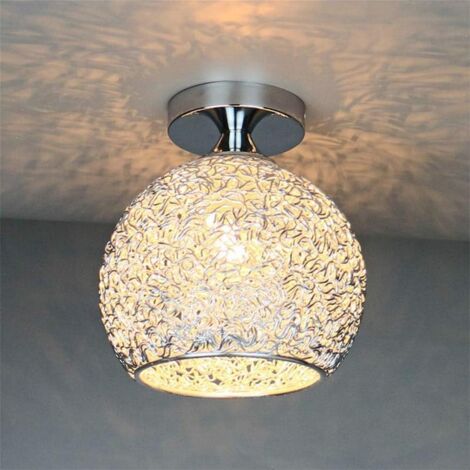 Modern silver aluminum ceiling pendant light, light fixture for bedroom, living room, hallway (bulb not included)