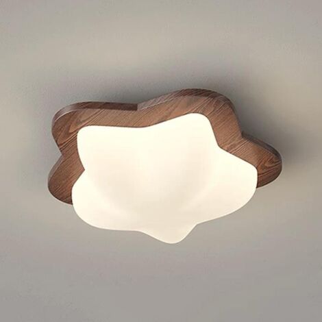 Recessed LED ceiling light for children, modern wood finish with dimming, children's room, star shape, cartoon design, 12W, minimalist hallway (1/5)