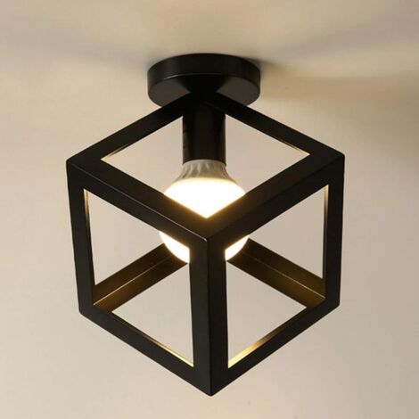Vintage industrial square metal cage ceiling light, retro loft office cafe ceiling light, decorative lighting (1/5)