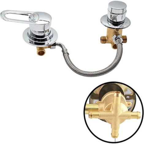 Solid brass 4-way diverter valve – Hot/cold water mixer for bath, shower and steam room (1/5)