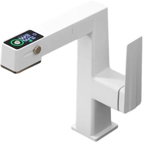 Modern high-tech bathroom mixer tap with wide range of motion – White (1/5)