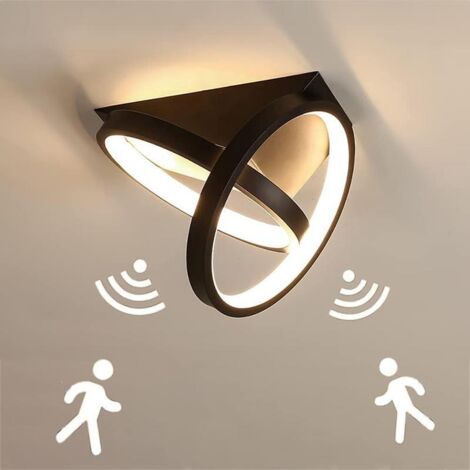 26W black LED ceiling light with motion and dusk-to-dawn sensor for hallway, living room, garage, balcony