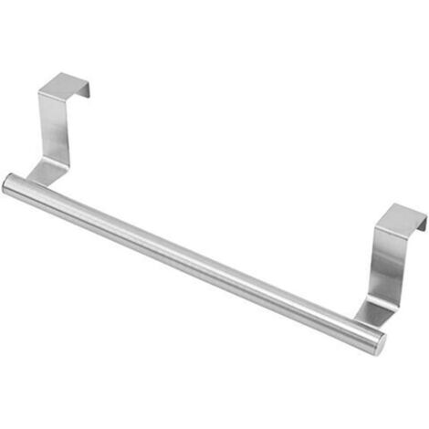 23.5 cm Hanging Kitchen Towel Rack, Stainless Steel, No Drilling Required, for Cupboard Door, Silver (1/5)